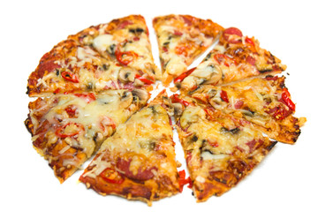 pepperoni pizza on isolated background