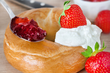 Strawberries  -  Breakfast  -   Bagel and Jelly