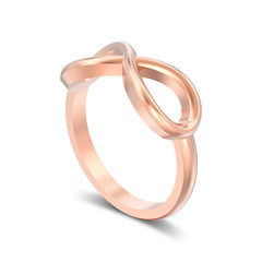 3D illustration isolated rose gold simple infinity ring with shadow