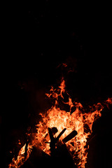 Fire Flame & Sparks on Dark Black Background