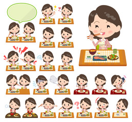 Pink jacket Middle women_Meal