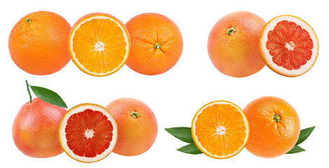 Fresh grapefruit isolated on white background  with clipping path