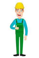 Builder showing thumb up