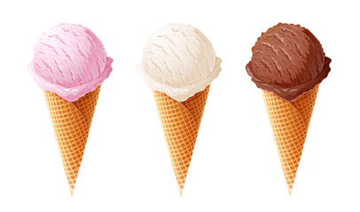 Ice cream. Set of summer sweetness. Milk, chocolate, vanilla.