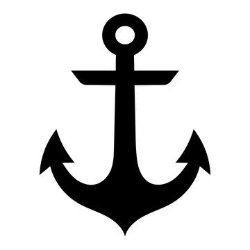 Simple, flat, black anchor silhouette icon. Isolated on white