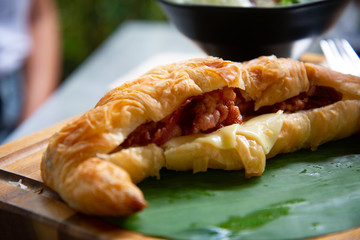 Croissant with bacon cheese