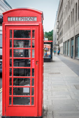 Typical London red phone booth