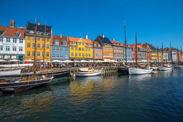 Fototapeta premium Nyhavn district is one of the most famous landmarks in Copenhagen, Denmark