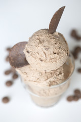  Homemadec hocolate ice cream with chocolate chips - healthy summer dessert.