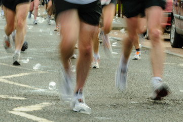 Athletes running during a marathon