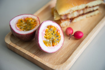 pancake and passion fruit