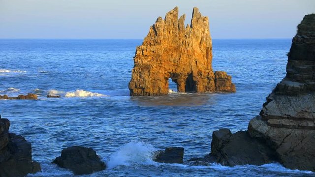 Cinemagraph loop Portizuelo Rock in Asturius Beach, Spain