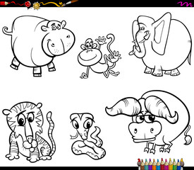 set of animal characters coloring book