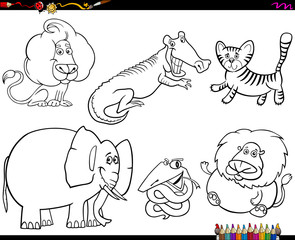 set of animal characters color book