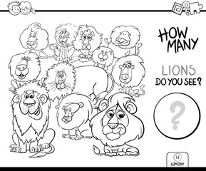 counting lions animals game coloring book