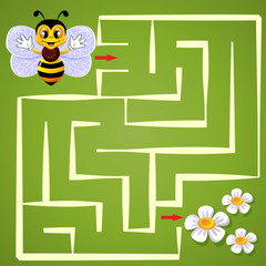 Help bee find path to flower. Labyrinth. Maze game for kids