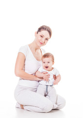 Mother and baby playing