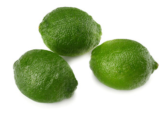 healthy food. 3 limes isolated on white background