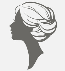 Woman face silhouette. Female head with stylish hairstyle.