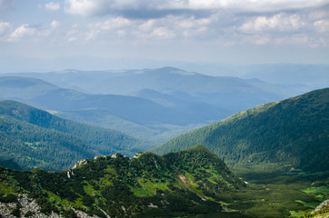 Naklejka na ściany i meble The landscape on the Carpathian Mountains in Ukraine