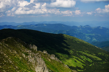 Fototapeta na wymiar The landscape on the Carpathian Mountains in Ukraine