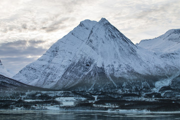 Snowy Norway mountains near Troms&oslash;