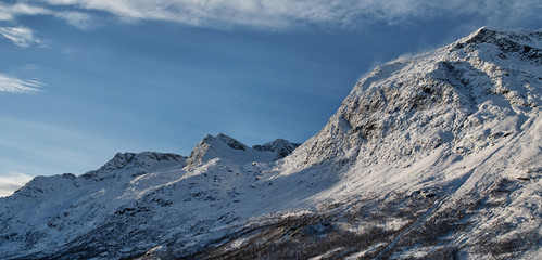 Snowy Norway winter mountains near Troms&oslash;