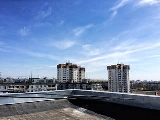 Naklejka premium view from the roof of an ordinary city