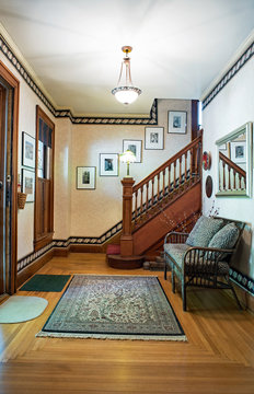 Victorian House Foyer with Open Stairway