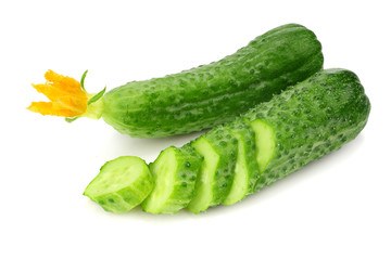 fresh cucumber slices isolated on white background