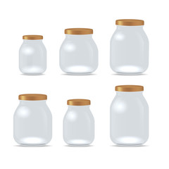 Realistic Detailed 3d Empty Glass Jar for Jam Set. Vector