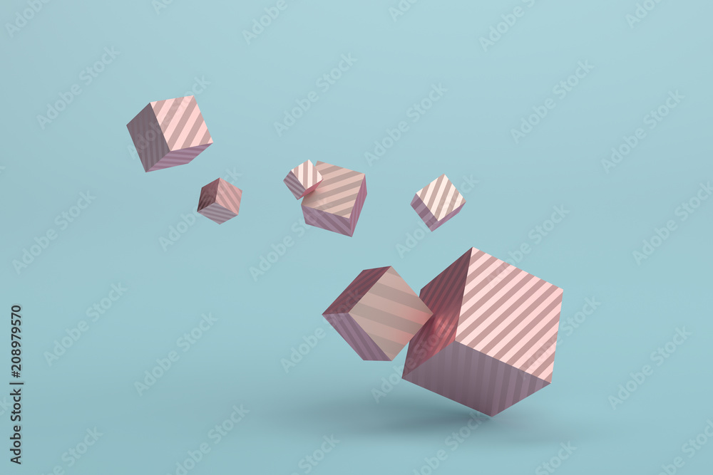 Poster abstract 3d rendering of geometric shapes. minimalistic composition. modern background design for po