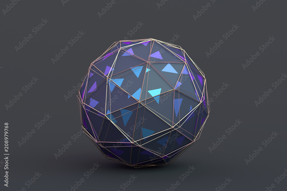 Aufkleber abstract 3d rendering of geometric shape. minimalistic composition. modern background design with po
