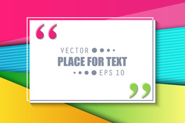 Creative vector illustration of colorful material design style quote bubbles background. Art design template trendy web, banner presentation, flyers, business brochure, poster, magazine articles text