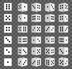 Creative vector illustration of isometric 3d gambling dice combination isolated on transparent background. Art design game. Abstract concept graphic casino 24 turns cube element