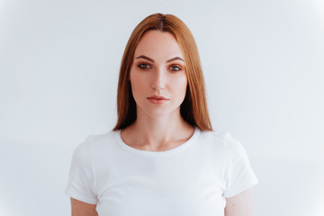 Fototapeta premium Beautiful girl on white background