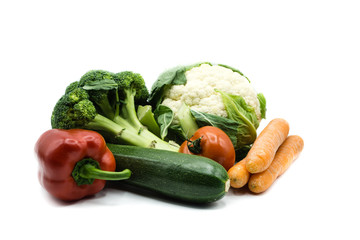 Verschiedenes Gemüse Möhren Karotten Blumenkohl Brokkoli Zucchini paprika tomaten