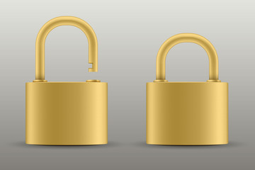 Creative vector illustration of realistic closed padlock for protection privacy isolated on transparent background. Art design metal steel lock. Closed and open. Abstract concept graphic element
