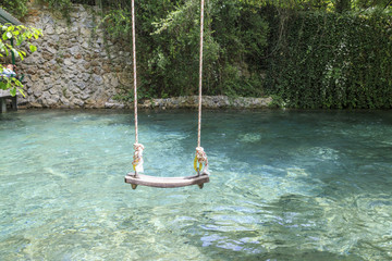 Single swing over the creek of yuvarlakcay near koycegiz in mugla, Turkey