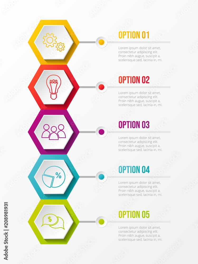 Wall mural business infographic template with colourful icons. vector.