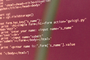 Programming code abstract screen of software developer. Computer script.