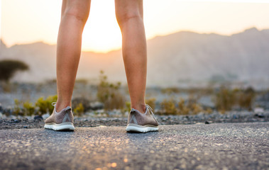 Runner in the desert low angle view