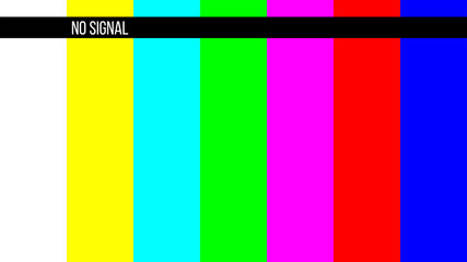 Creative vector illustration of no signal TV test pattern background. Television screen error. SMPTE color bars technical problems. Art design. Abstract concept graphic element