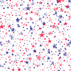 Abstract background with falling colorful stars on white background. Vector.