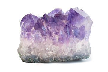 Large amethyst druse isolated on a white background.