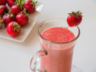 Strawberry smoothie with banana and milk