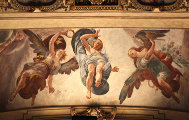 Cristo in gloria; affresco di Tanzio da Varallo nella chiesa di Sant'Antonio a Milano - obrazy, fototapety, plakaty