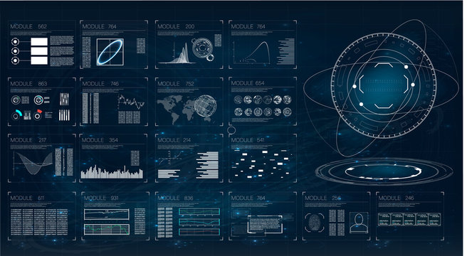 Hud. Illustration With Hud For Game Background Design. Digital Data, Business Abstract Background. Hud Ui.