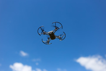 Fliyng drone on a sunny day