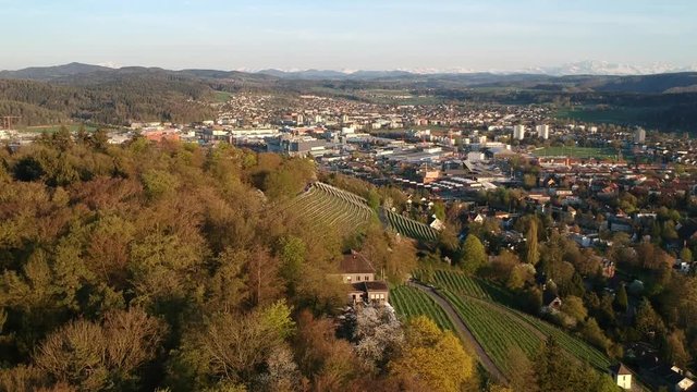Flying above Goldenbergweg to Winterthur
